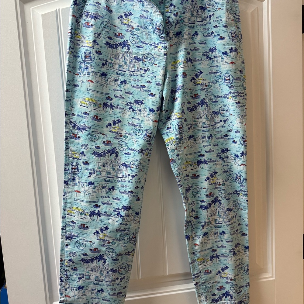 Talbots Blue and White Trousers with Relaxed Fit